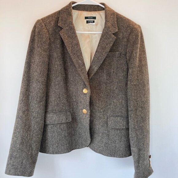 J. Crew Dark Gray Green Schoolboy Blazer Sleeves Lining Size S/M Donegal Tweed - Picture 5 of 9